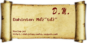 Dahinten Máté névjegykártya